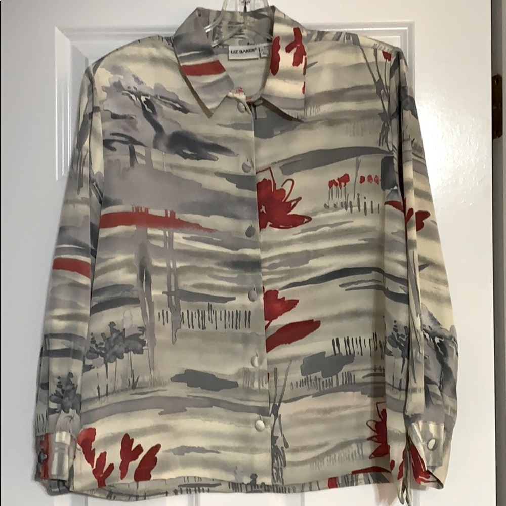 Grey and red too with tan highlights top for women